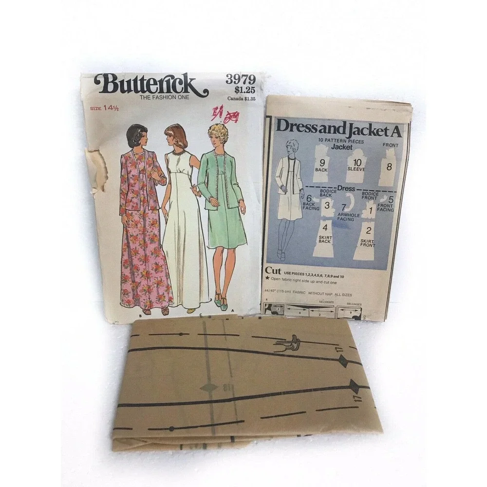 Butterick 3979 Misses Half Sizes Evening Jacket & Dress Sewing Pattern Size 14.5